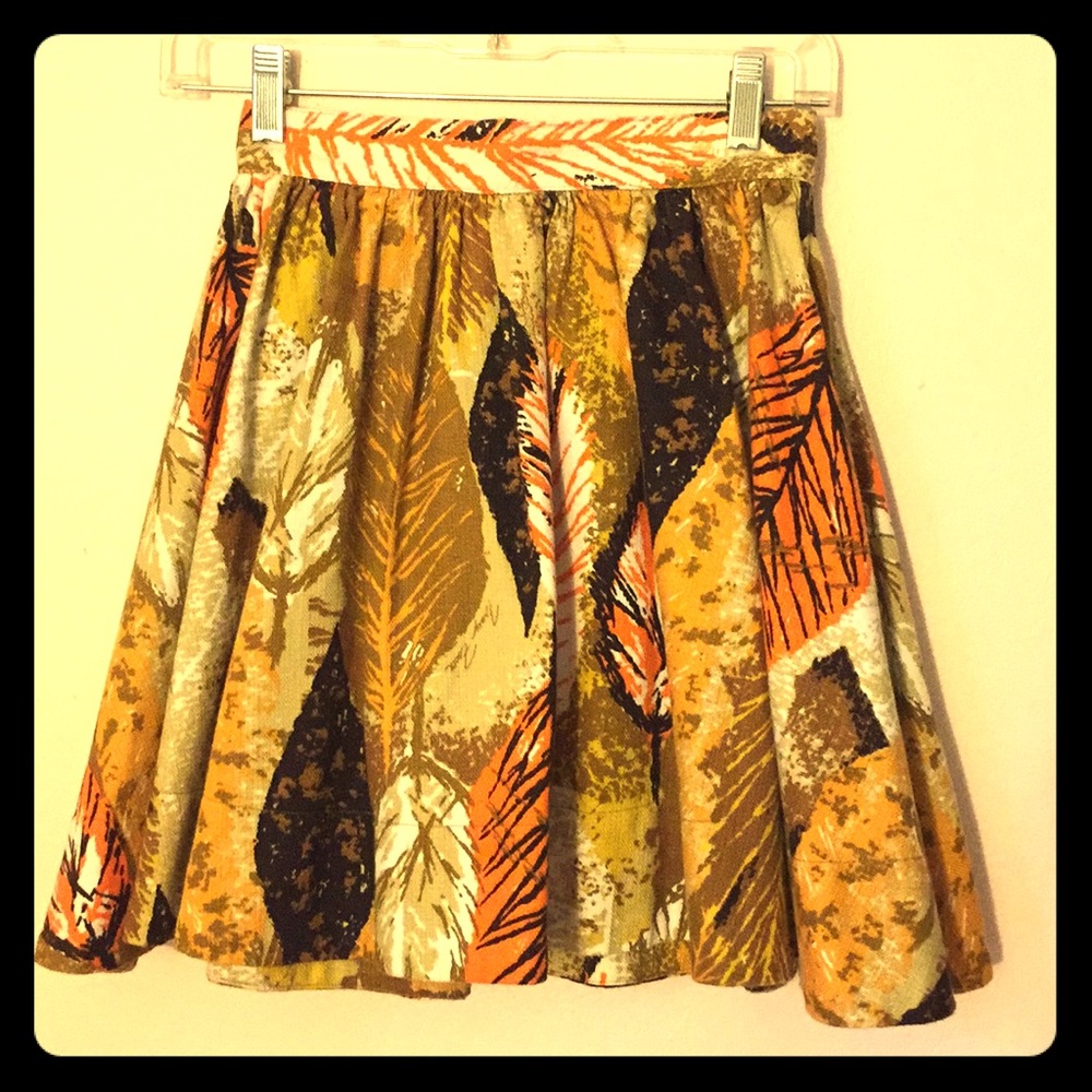Retro barkcloth skater skirt